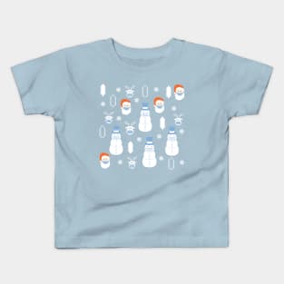 Santa Claus, snowman, and deer wearing a protective face mask Kids T-Shirt